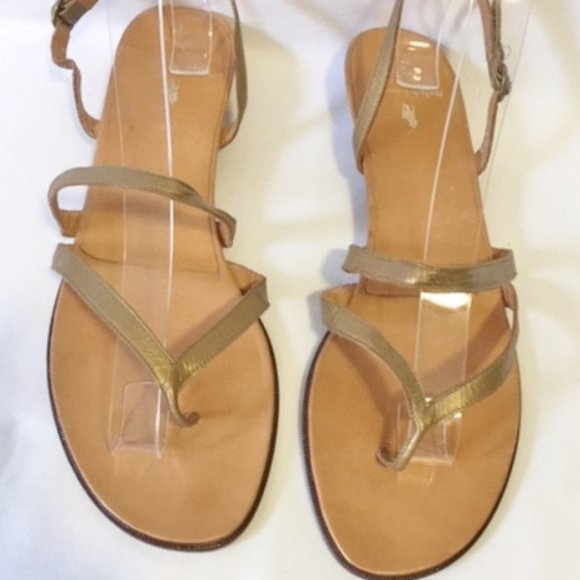 Shoes - Ralph Lauren Gold Color Leather Thong Sandal